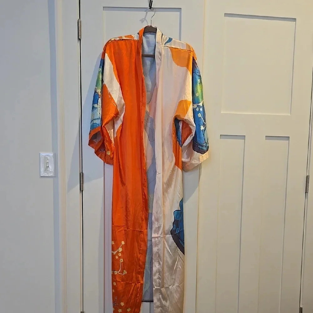 Colorful Silk Kimono Robe